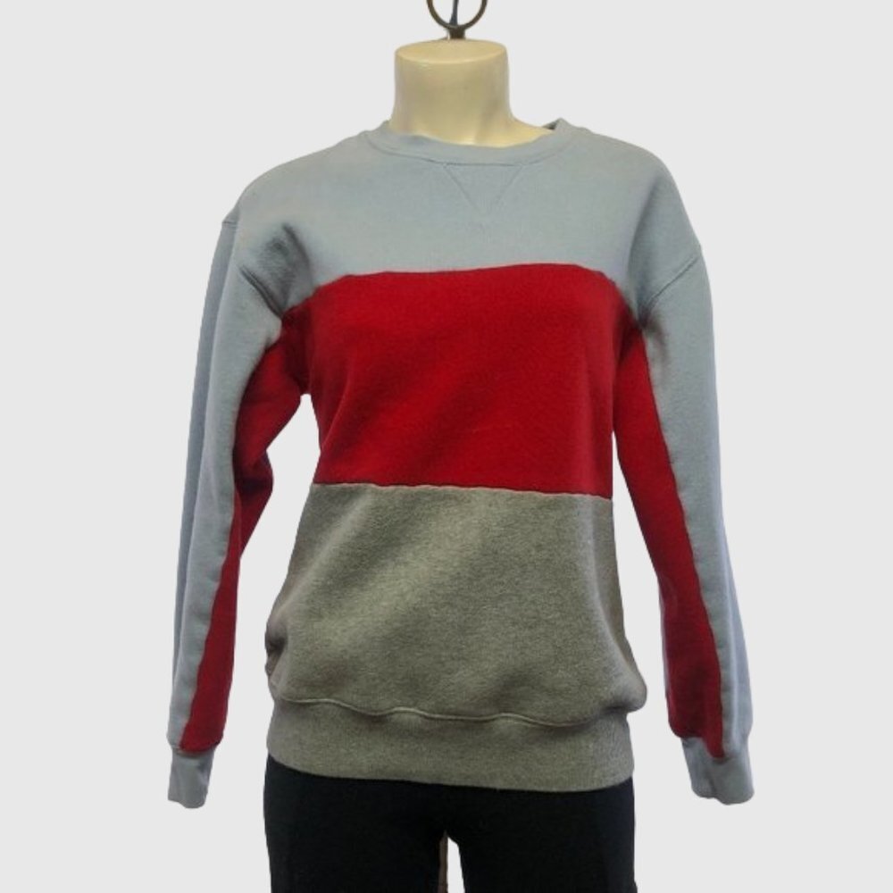 Aritzia TNA Blue, Red & Grey Crewneck Sweatshirt Oversized Size Small